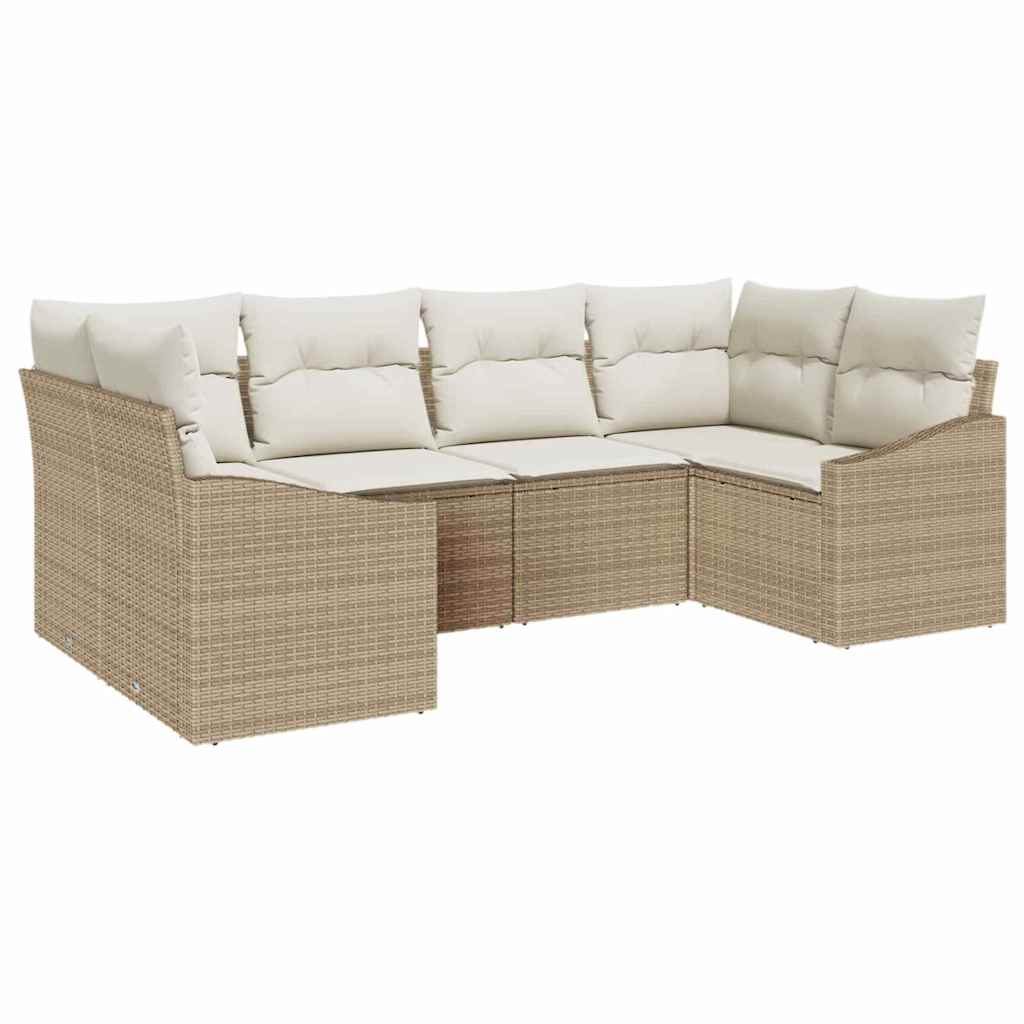 Havesofa Sæt 6 stk. Beige og creme polyrattan