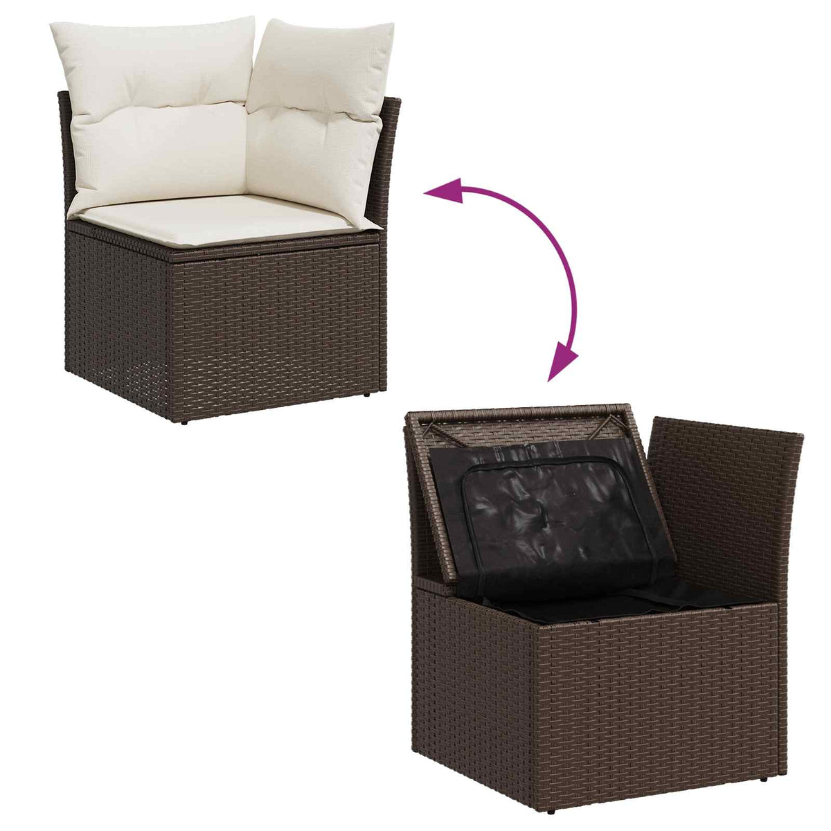 Havesofa Sæt 7 stk. Brun og Creme polyrattan