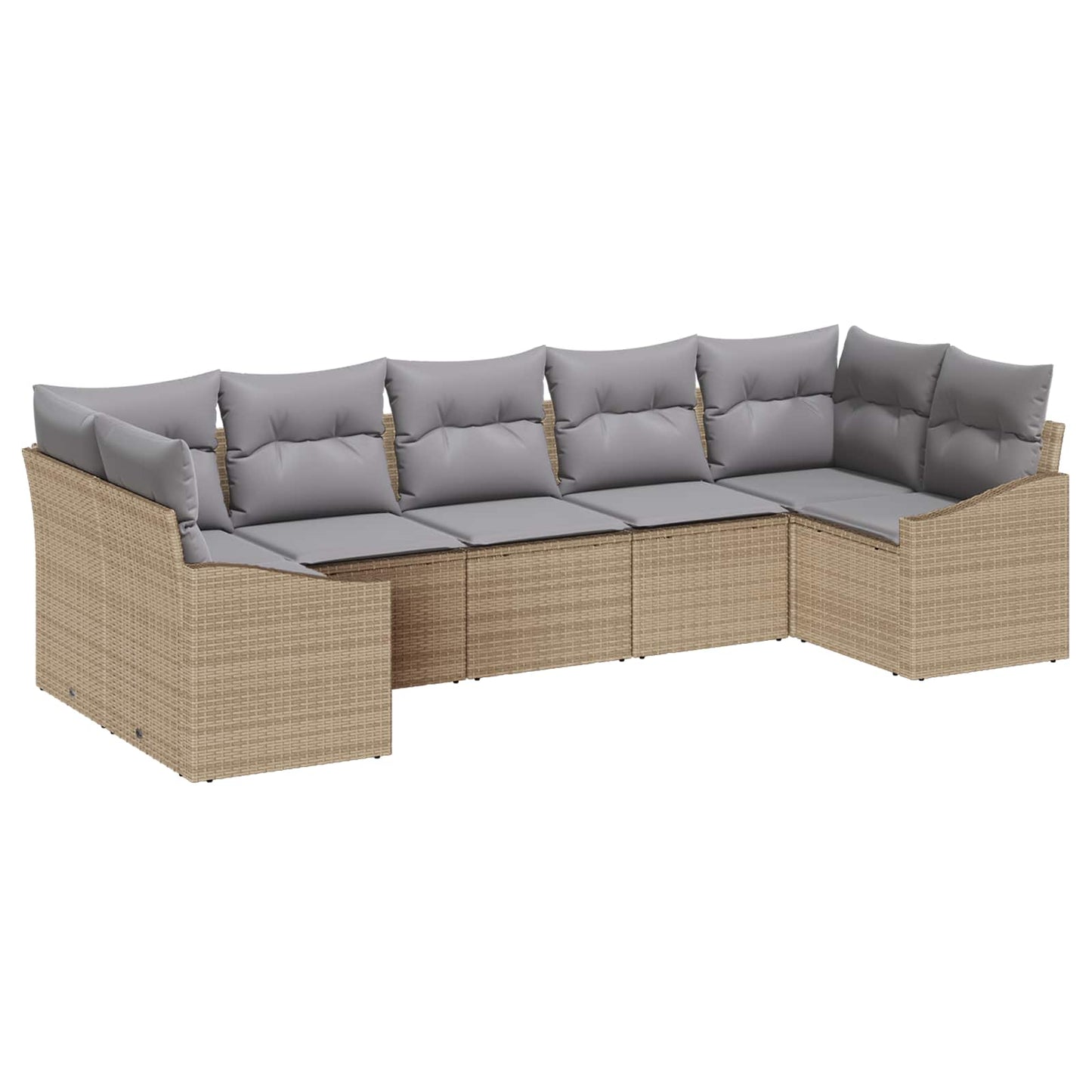 Havesofa Sæt 7 stk. Beige og lys grå polyrattan