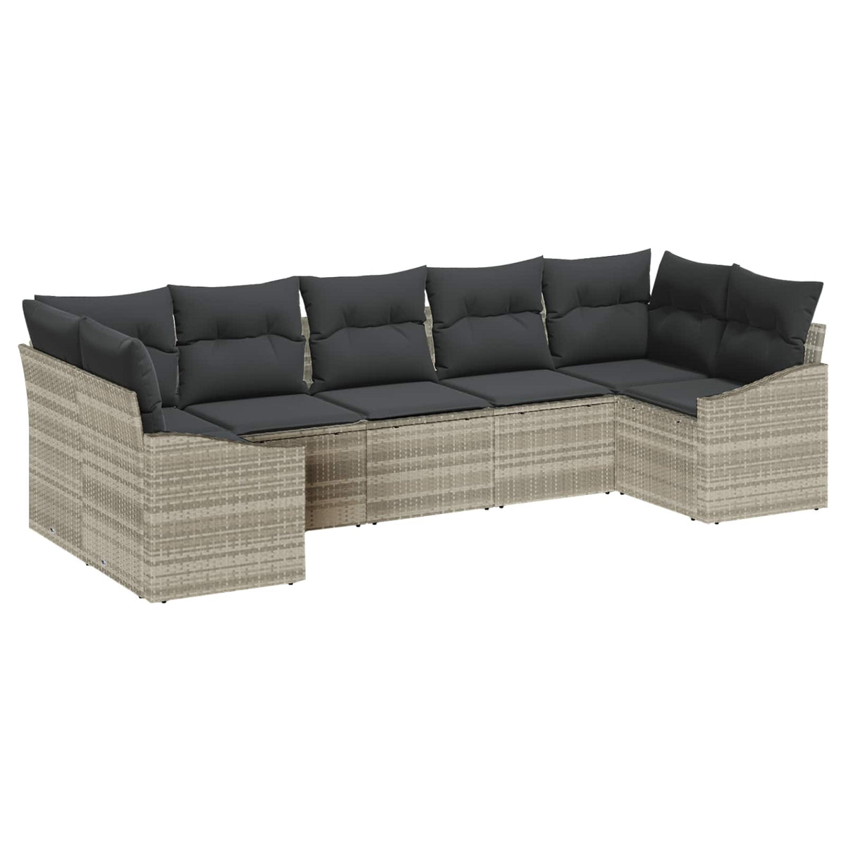 Havesofa Sæt 7 stk. Lysegrå polyrattan