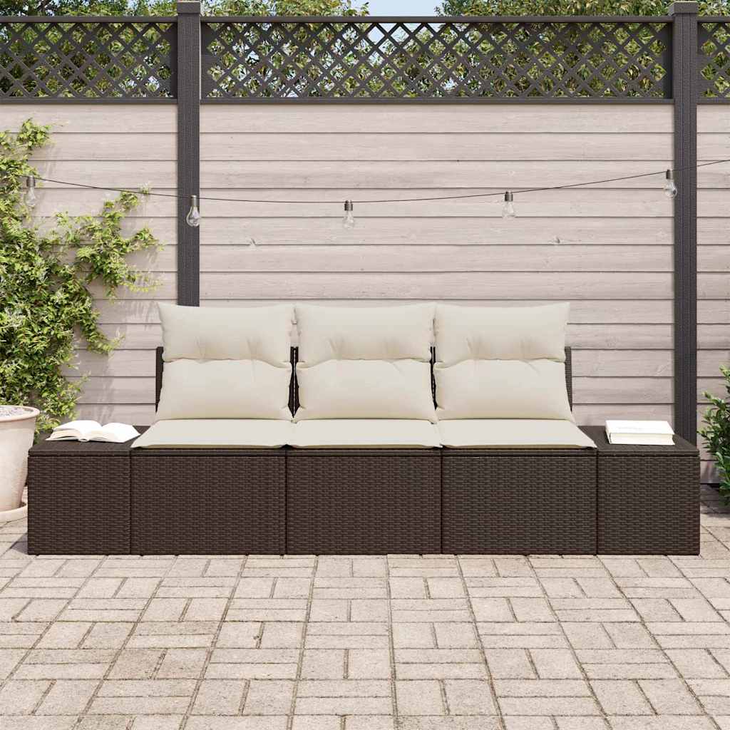 Havesofa Sæt 3 stk. Brun og Creme polyrattan