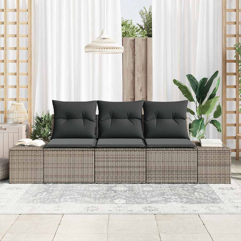 Havesofa Sæt 3 stk. Grå polyrattan