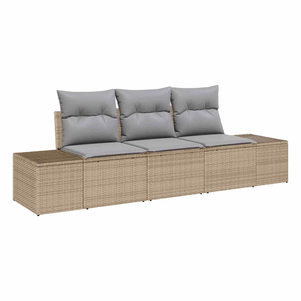 Havesofa Sæt 3 stk. Beige og lys grå polyrattan