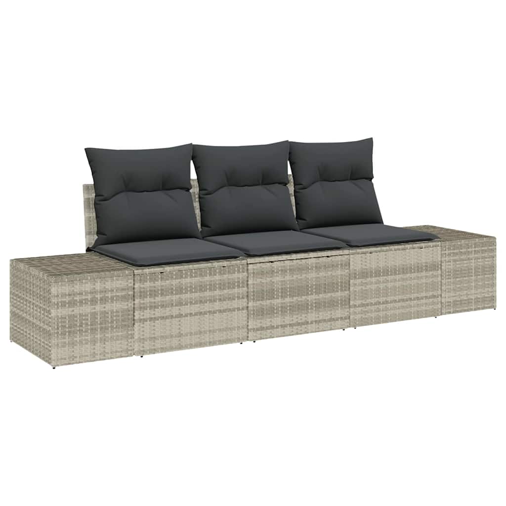 Havesofa Sæt 3 stk. Lysegrå polyrattan