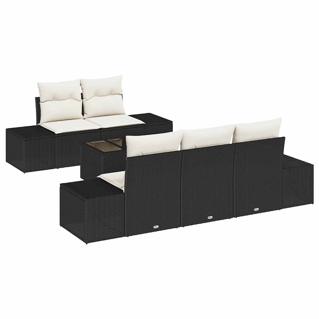 Havesofa Sæt 6 stk. Sort og Cream polyrattan