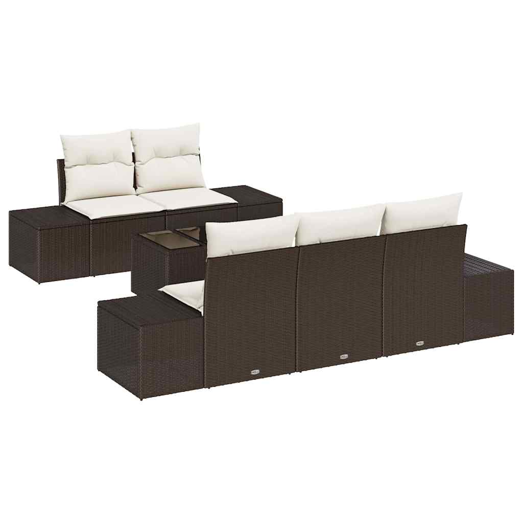 Havesofa Sæt 6 stk. Brun og Creme polyrattan