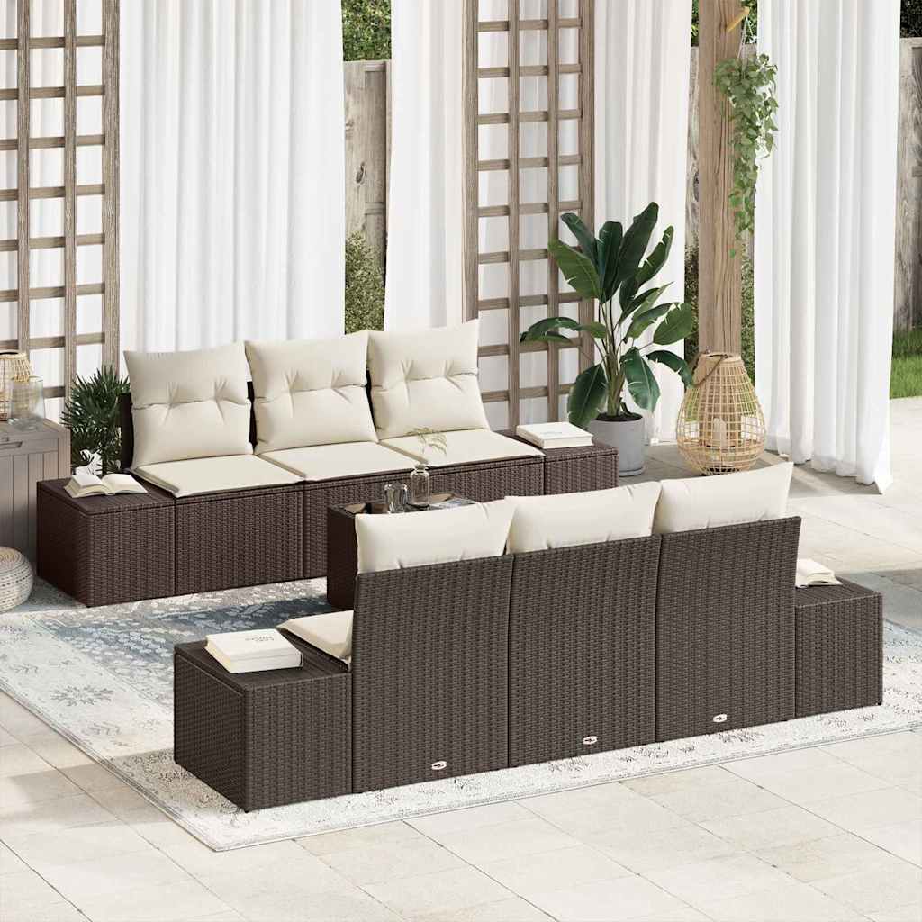 Havesofa Sæt 8 stk. Brun og Creme polyrattan