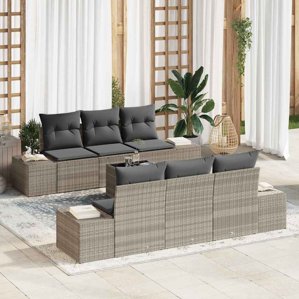 Havesofa Sæt 8 stk. Lysegrå og mørkegrå polyrattan