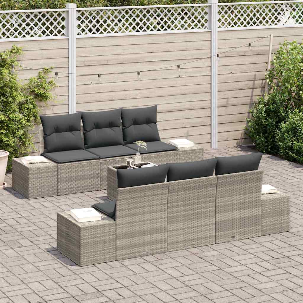 Havesofa Sæt 8 stk. Lysegrå og mørkegrå polyrattan