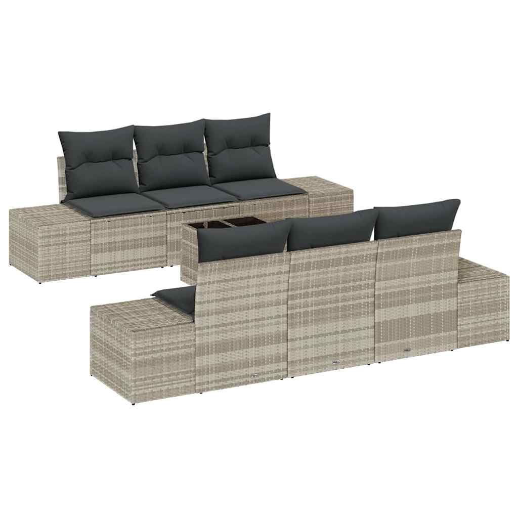 Havesofa Sæt 8 stk. Lysegrå og mørkegrå polyrattan