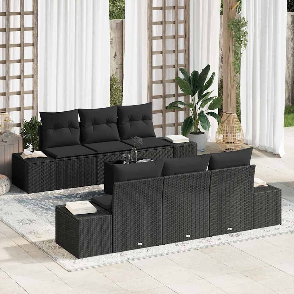 Havesofa Sæt 8 stk. Sort polyrattan
