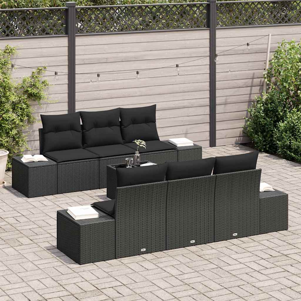 Havesofa Sæt 8 stk. Sort polyrattan