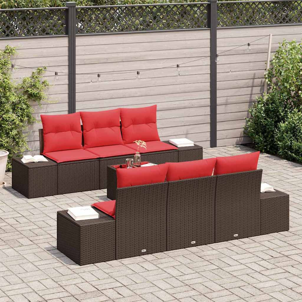 Havesofa Sæt 8 stk. Beige og Rød polyrattan