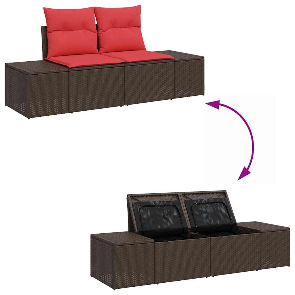 Havesofa Sæt 8 stk. Beige og Rød polyrattan