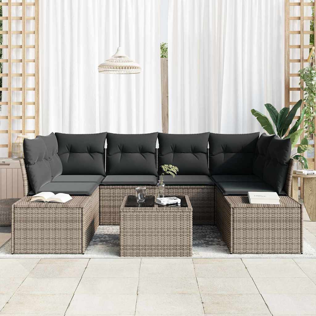 Havesofa Sæt 8 stk. Grå polyrattan