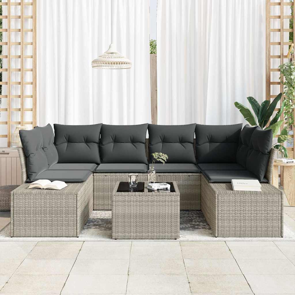 Havesofa Sæt 8 stk. Lysegrå og mørkegrå polyrattan