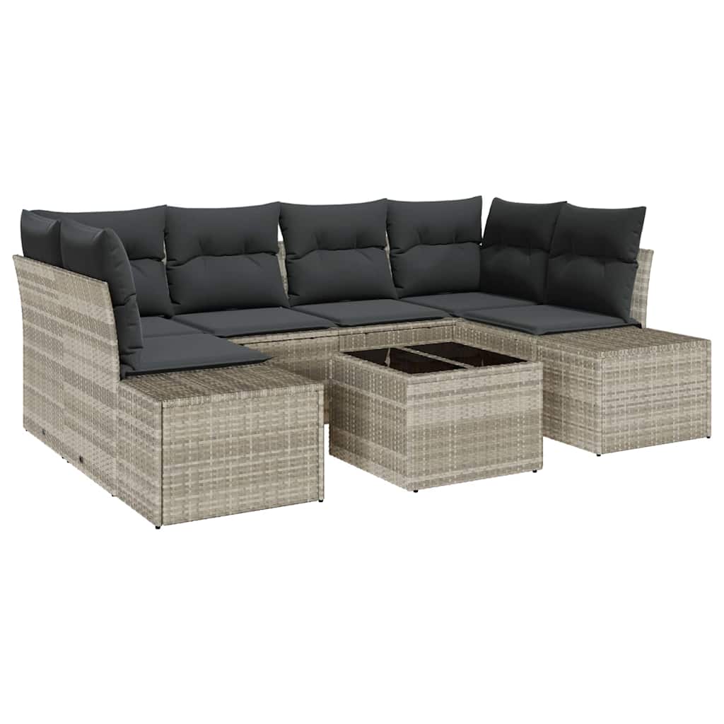 Havesofa Sæt 8 stk. Lysegrå og mørkegrå polyrattan