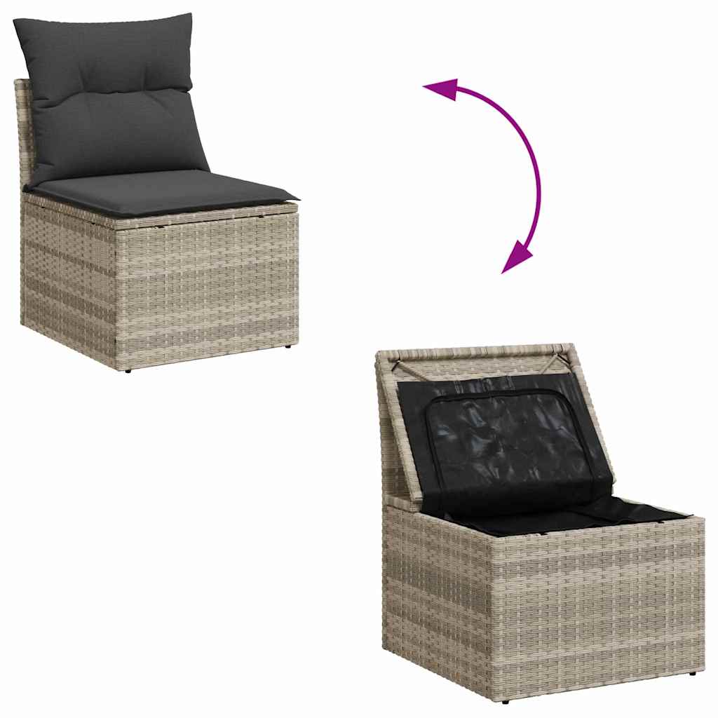 Havesofa Sæt 8 stk. Lysegrå og mørkegrå polyrattan