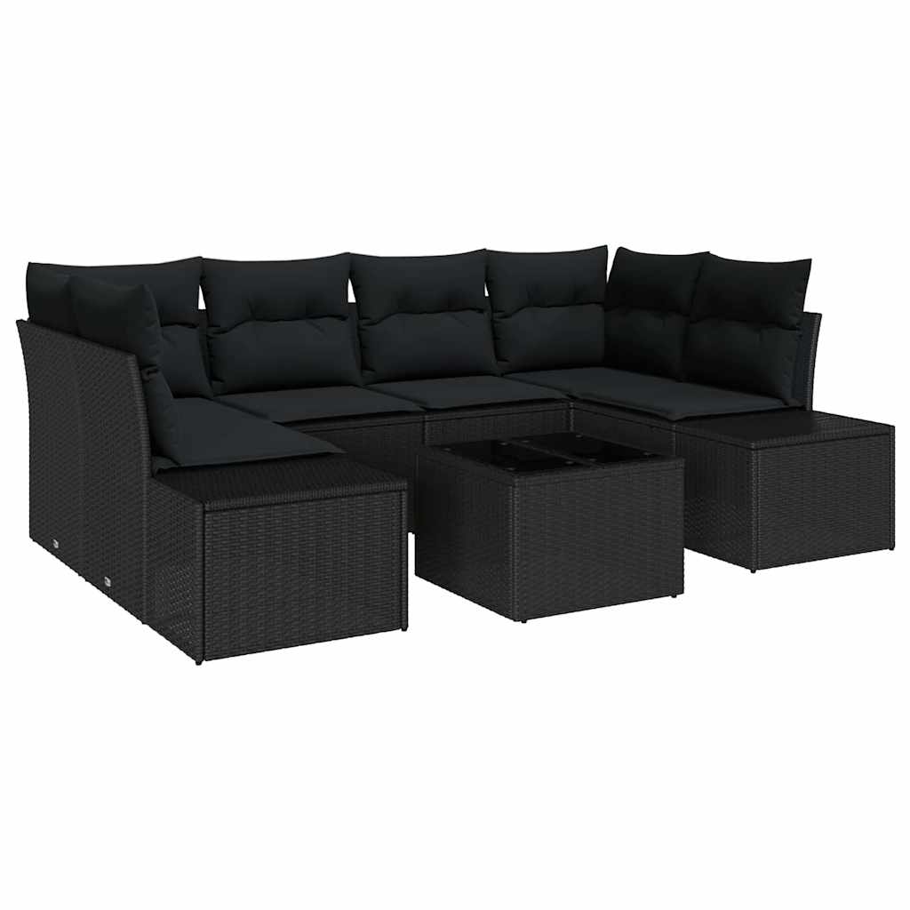 Havesofa Sæt 8 stk. Sort polyrattan