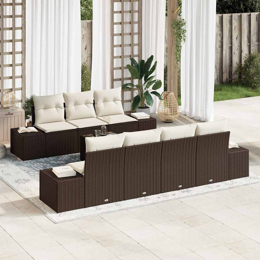 Havesofa Sæt 8 stk. Brun og Creme polyrattan