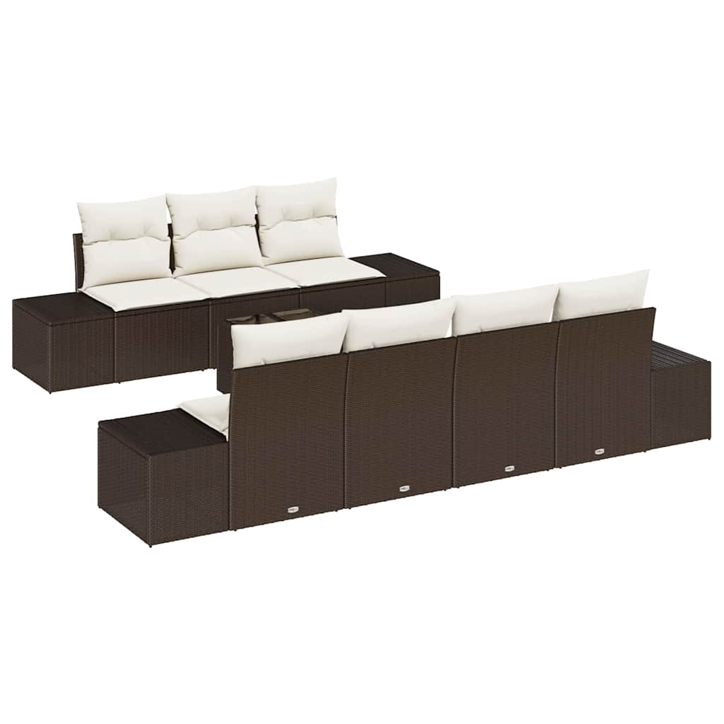 Havesofa Sæt 8 stk. Brun og Creme polyrattan