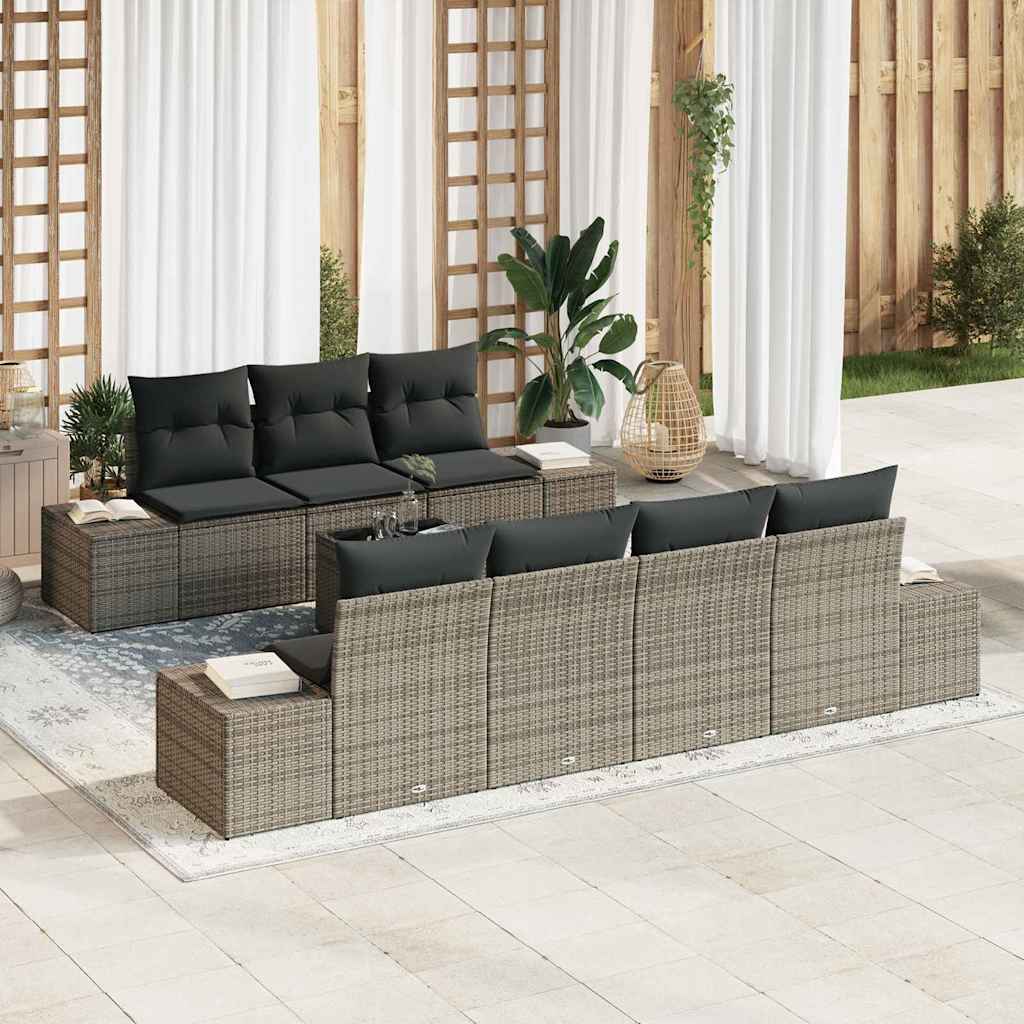 Havesofa Sæt 8 stk. Grå polyrattan