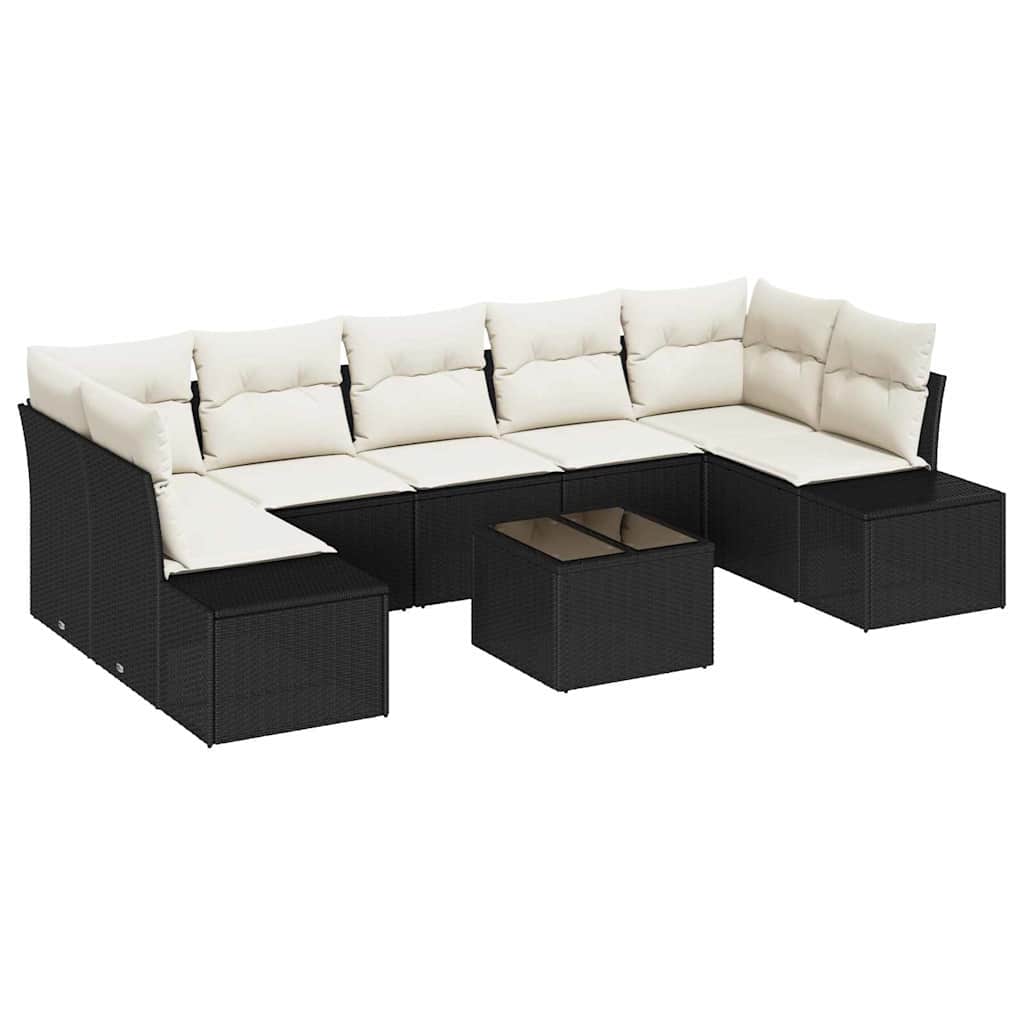 Havesofa Sæt 8 stk. Sort og Cream polyrattan