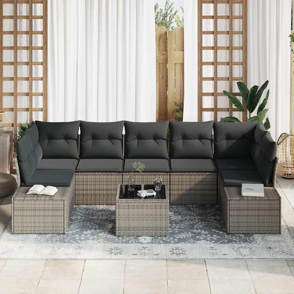 Havesofa Sæt 8 stk. Grå polyrattan