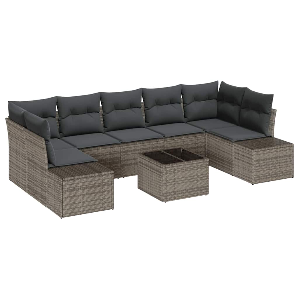 Havesofa Sæt 8 stk. Grå polyrattan