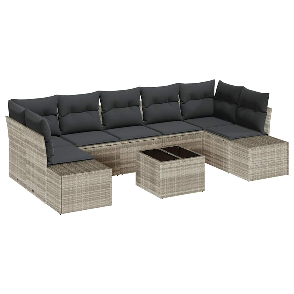 Havesofa Sæt 8 stk. Lysegrå og mørkegrå polyrattan