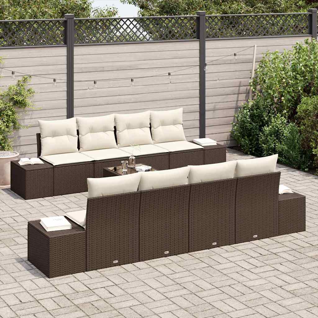 Havesofa Sæt 8 stk. Brun og Creme polyrattan