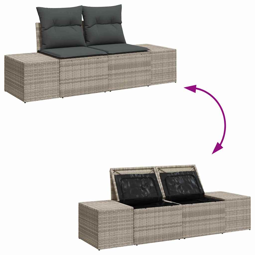 Havesofa Sæt 5 stk. Lysegrå polyrattan