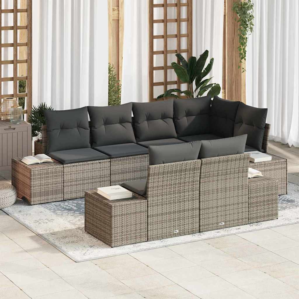 Havesofa Sæt 7 stk. Grå polyrattan