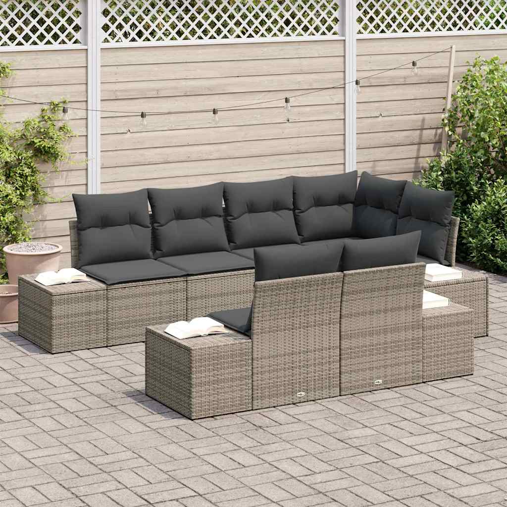Havesofa Sæt 7 stk. Grå polyrattan