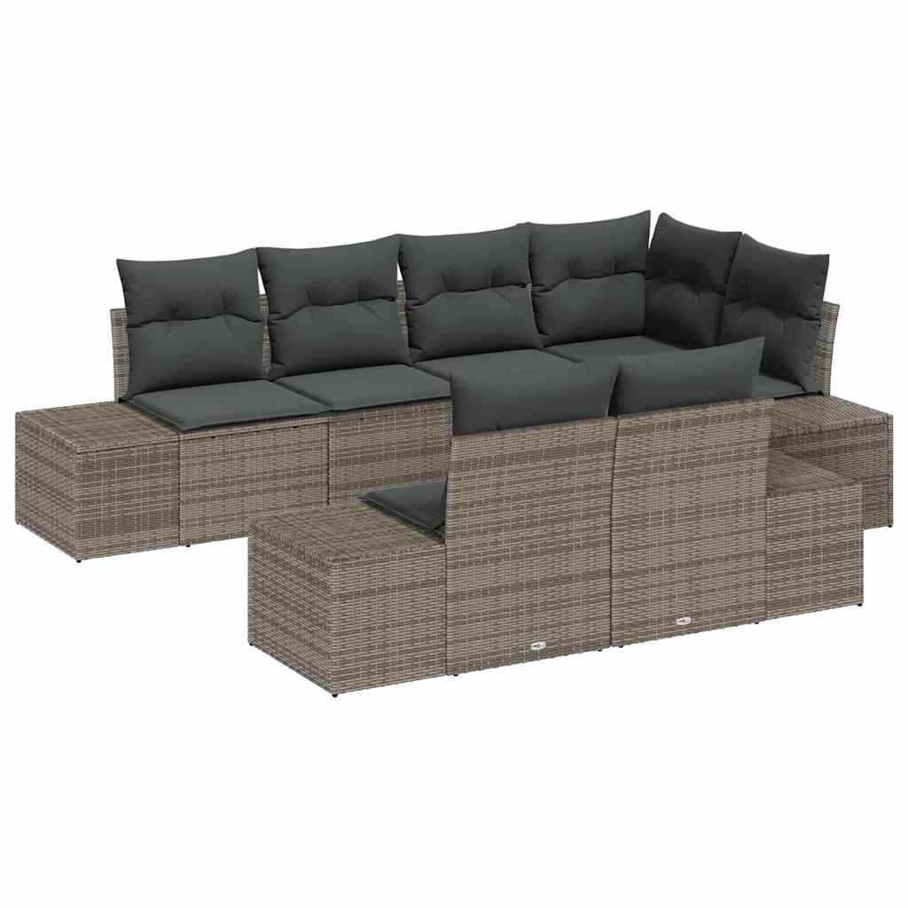 Havesofa Sæt 7 stk. Grå polyrattan