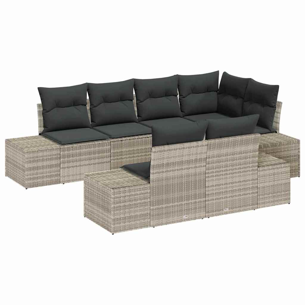 Havesofa Sæt 7 stk. Lysegrå polyrattan