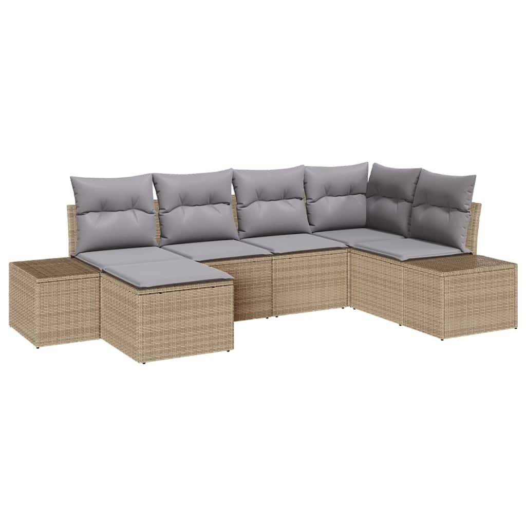 Havesofa Sæt 6 stk. Beige og lys grå polyrattan