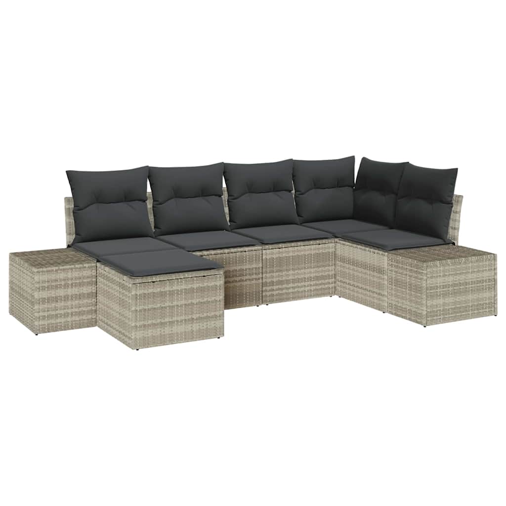 Havesofa Sæt 6 stk. Lysegrå polyrattan