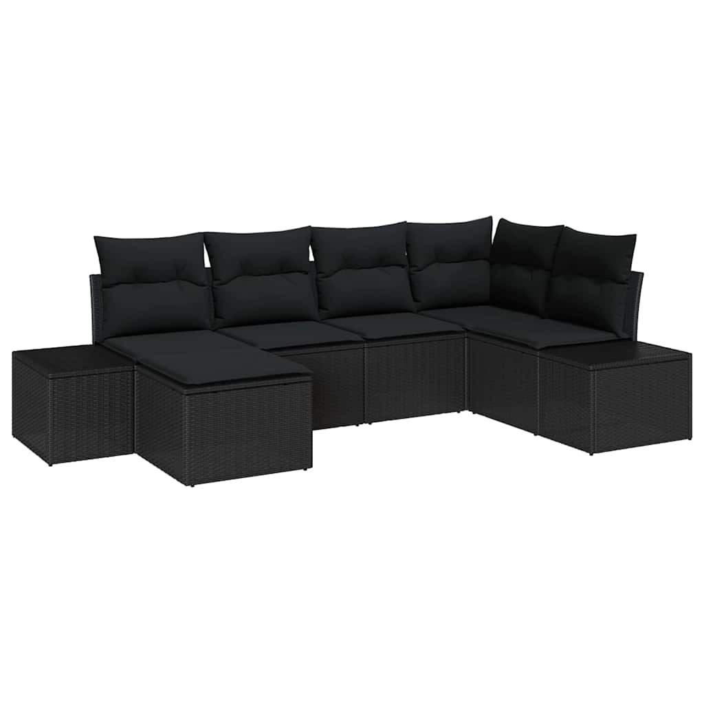 Havesofa Sæt 6 stk. Sort polyrattan