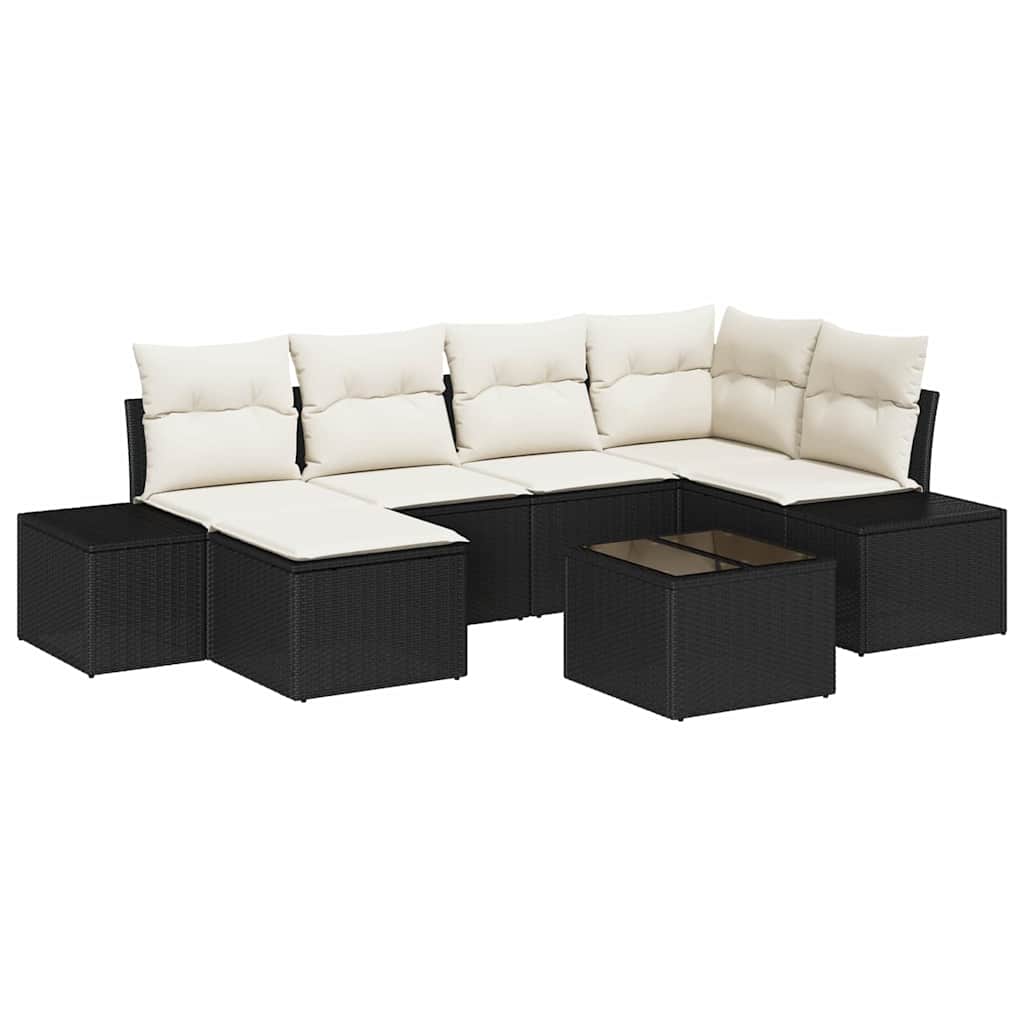 Havesofa Sæt 6 stk. Sort og Cream polyrattan
