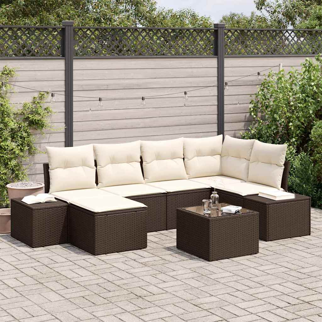 Havesofa Sæt 6 stk. Brun og Creme polyrattan