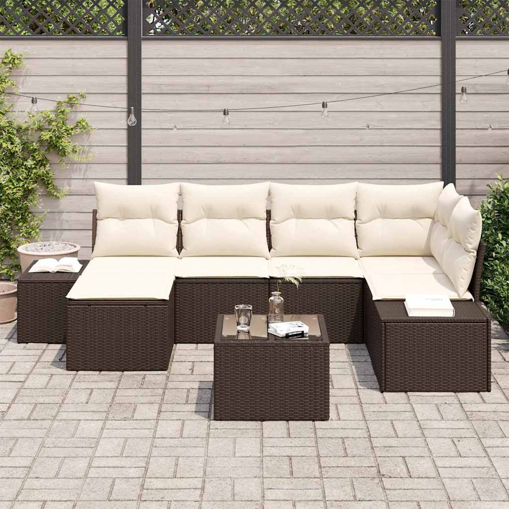 Havesofa Sæt 6 stk. Brun og Creme polyrattan