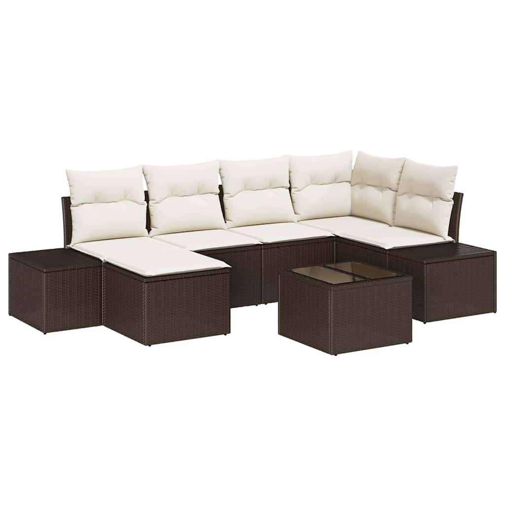 Havesofa Sæt 6 stk. Brun og Creme polyrattan
