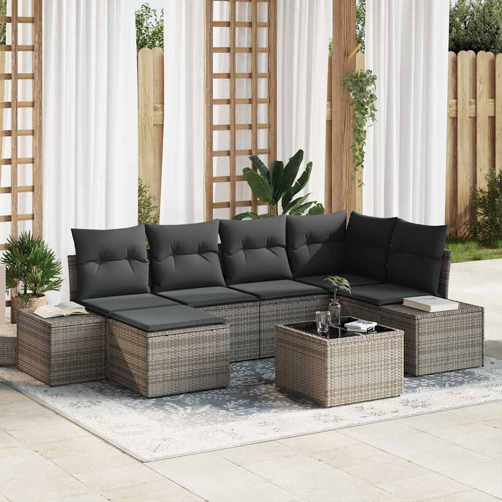 Havesofa Sæt 6 stk. Grå polyrattan
