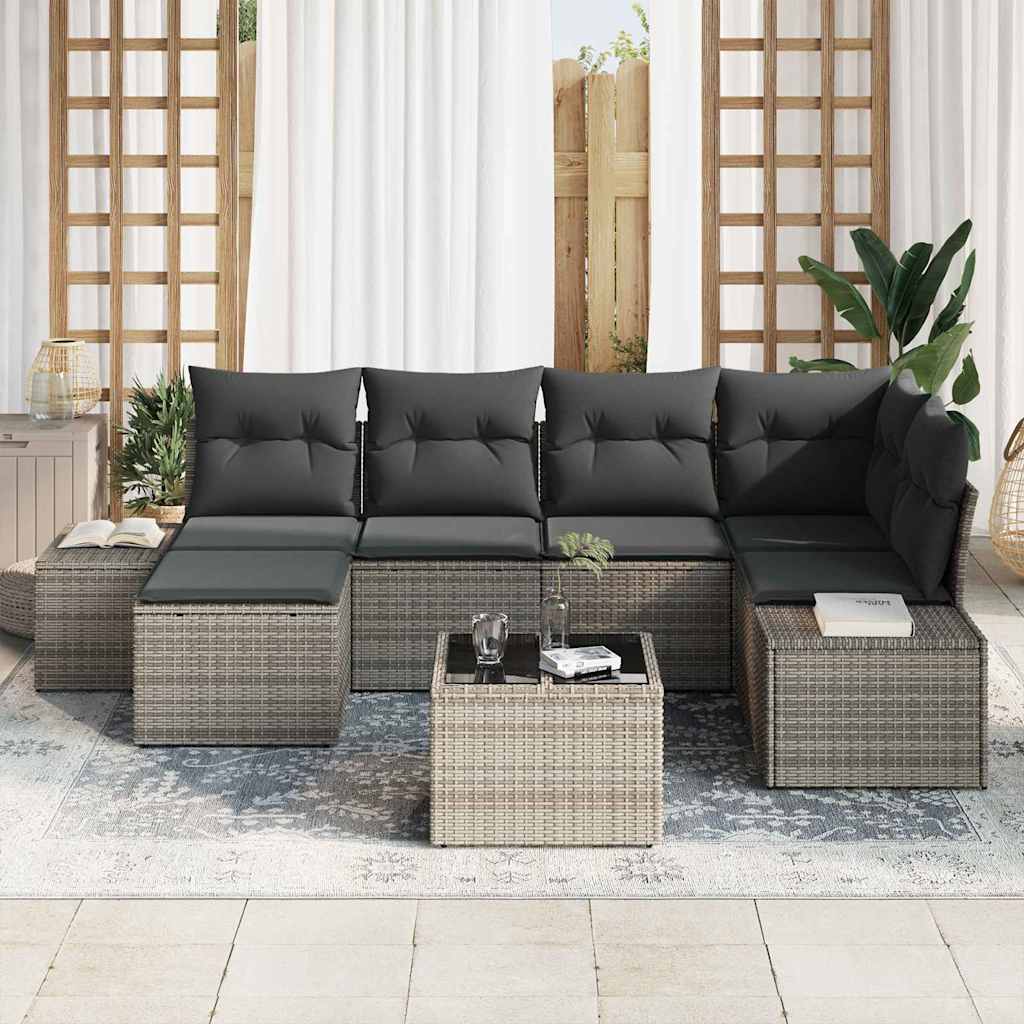 Havesofa Sæt 6 stk. Grå polyrattan
