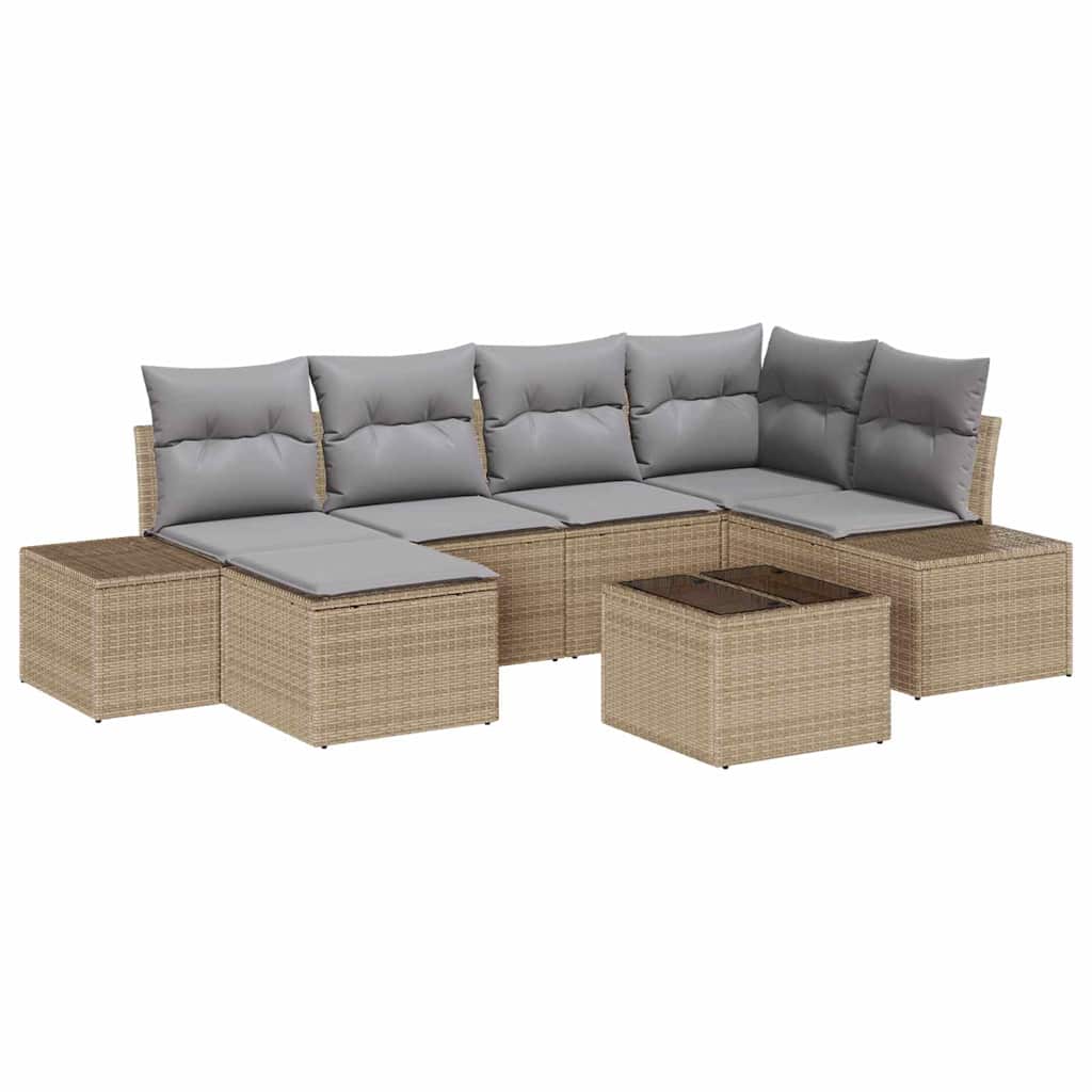 Havesofa Sæt 6 stk. Beige og lys grå polyrattan