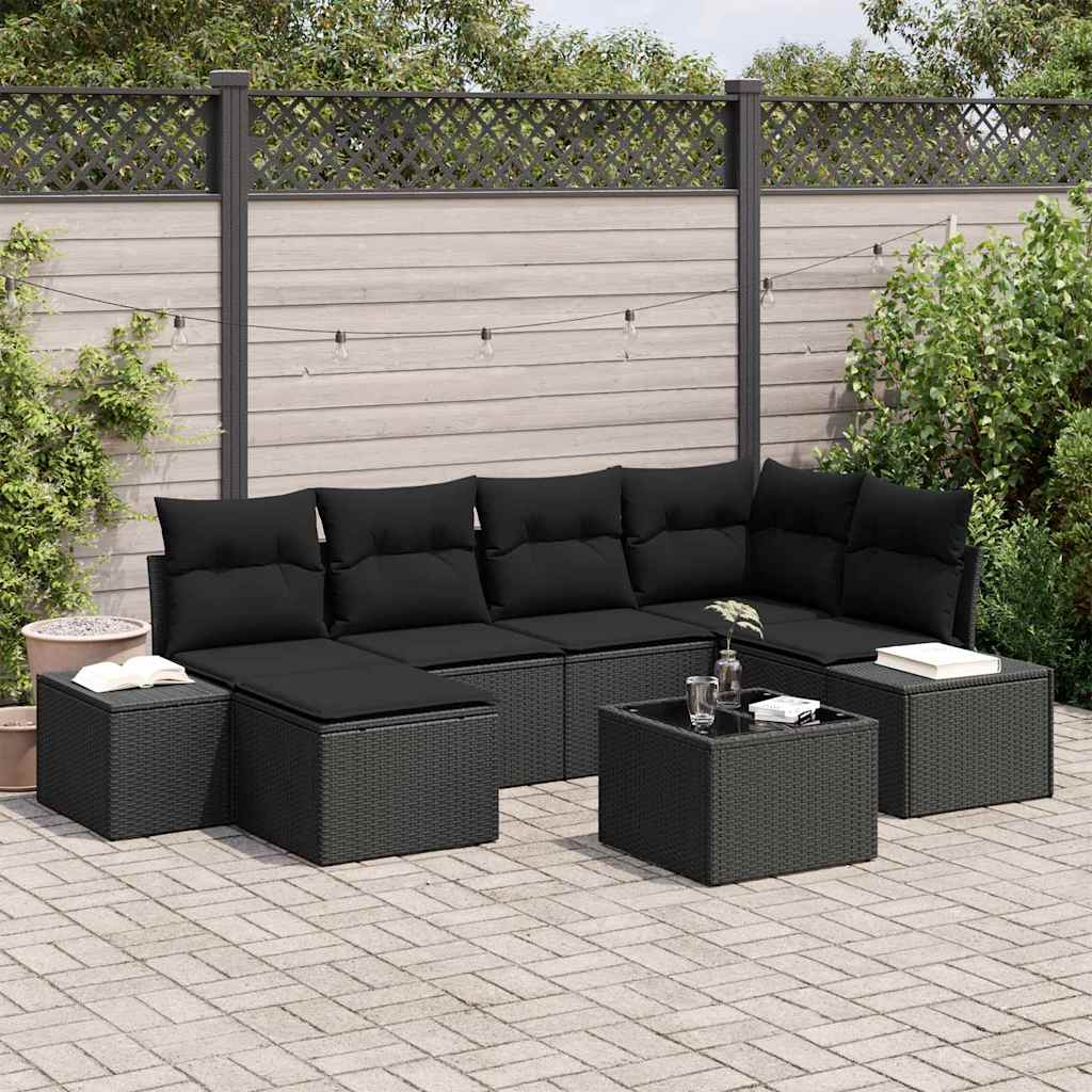 Havesofa Sæt 6 stk. Sort polyrattan