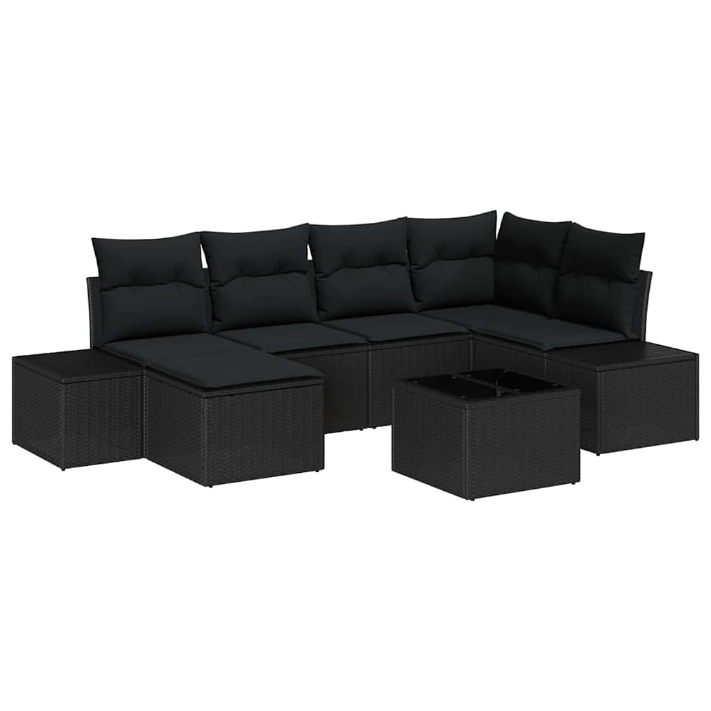 Havesofa Sæt 6 stk. Sort polyrattan