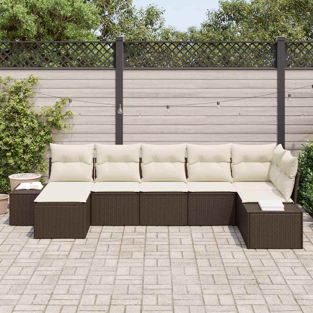 Havesofa Sæt 7 stk. Brun polyrattan