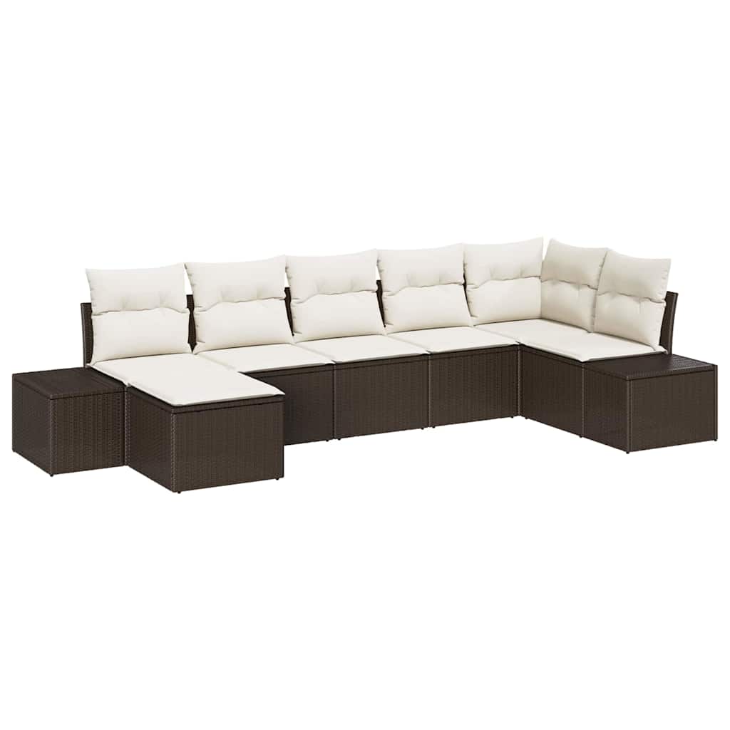 Havesofa Sæt 7 stk. Brun polyrattan
